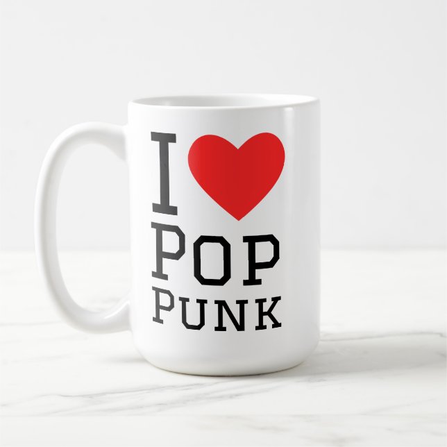Mug J'aime pop punk carré sticker (Gauche)