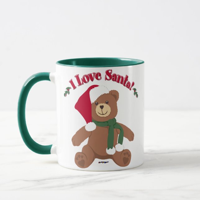 Mug J'aime Santa ! Ours en peluche de Noël (Gauche)