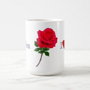 Mug J'aime une rose rouge unique 