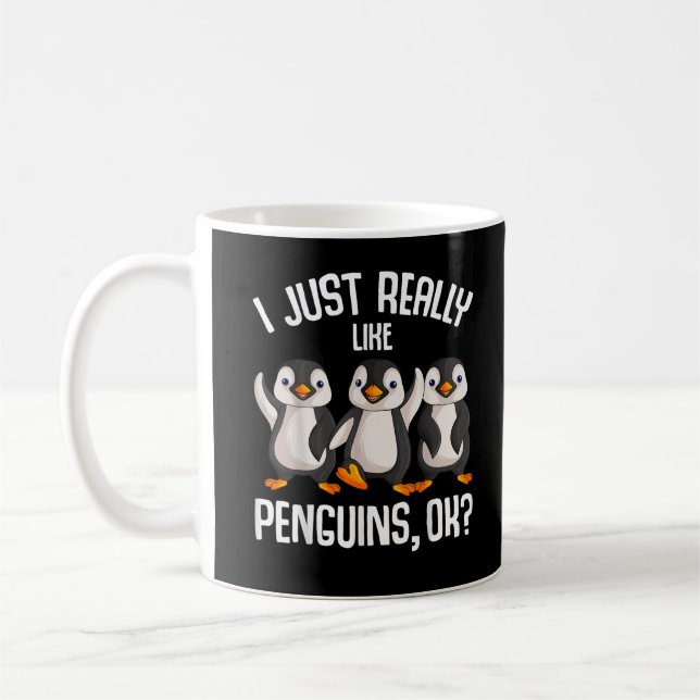 Mug J'aime vraiment beaucoup les manchots filles garço (Gauche)