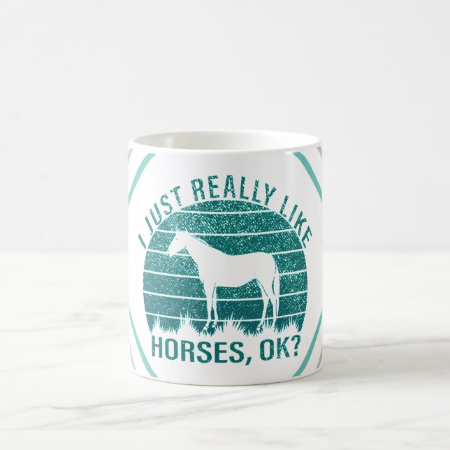 Mug J'aime vraiment les chevaux en vert marin (Centre)