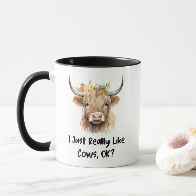 Mug J'Aime Vraiment Les Vaches, D'Accord ? Cow Lover (Avec donut)
