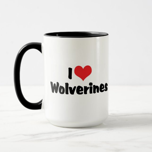 Mug J'aime Wolverines à coeur (Gauche)