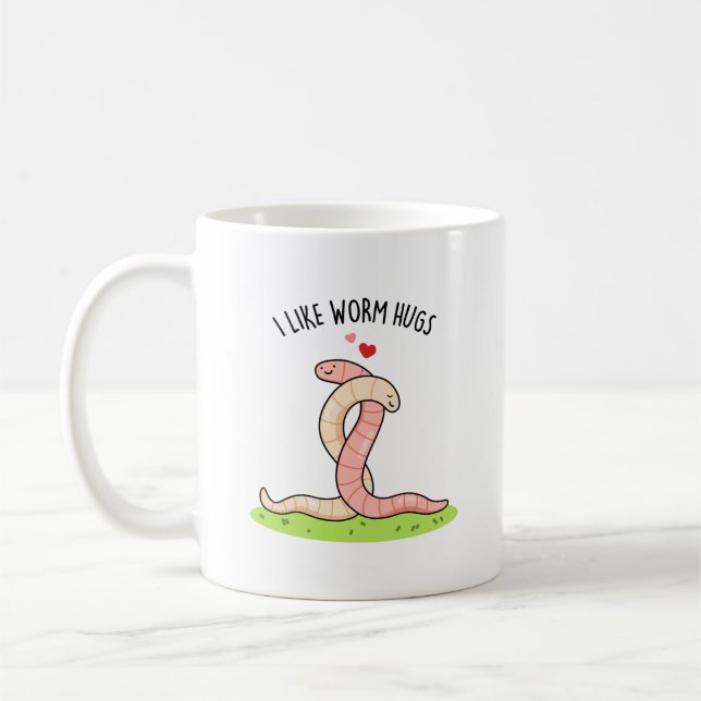 Mug J'Aime Worm Hugs Funny Warm Worm Pun (Gauche)