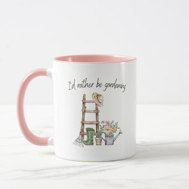Mug J'aimerais mieux être jardinage aquarelle (Gauche)