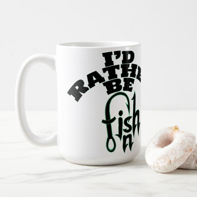 Mug J'aimerais mieux pêcher Peralized NOM, COULEUR (Avec donut)