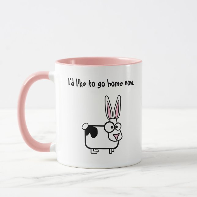 Mug J'aimerais rentrer chez moi maintenant, vache drôl (Gauche)
