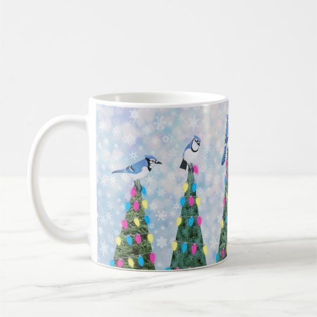 Mug jais bleus et arbres de Noël (Gauche)
