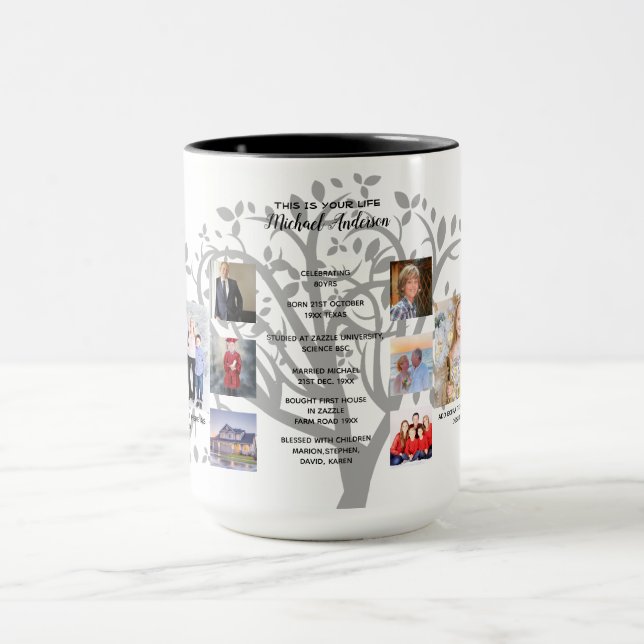 Mug Jalons d'anniversaire PHOTO COLLAGE Family Tree Ca (Centre)