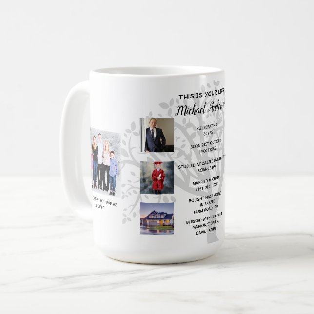 Mug Jalons d'anniversaire PHOTO COLLAGE Family Tree Ca (Devant gauche)