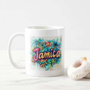 Mug Jamaïque Graffiti de drapeau des Caraïbes café