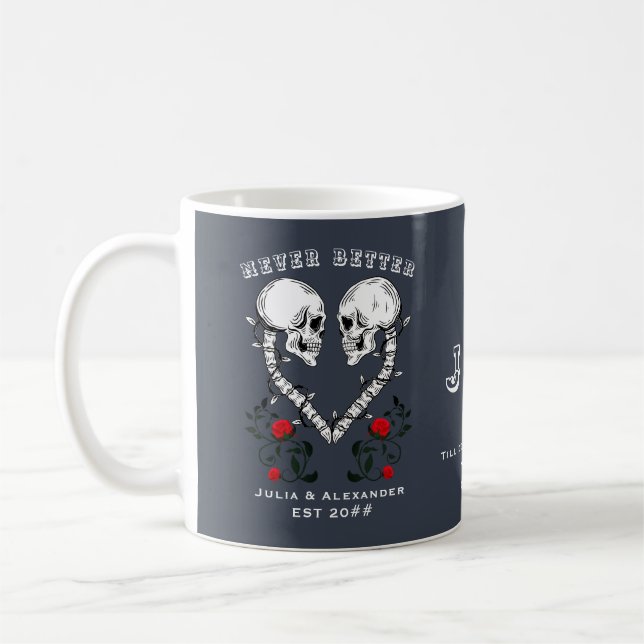 Mug Jamais Mieux Skull Couple Gothique Mariage Engagem (Gauche)