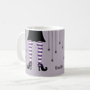 Mug Jambes De Sorcière Violette Et Araignées Avec Le N