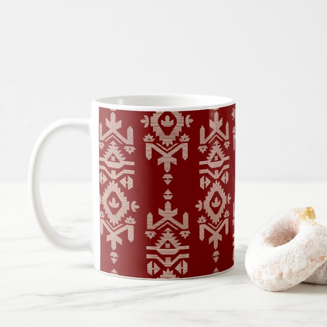 Mug Jamdani Print Folk Pattern (Avec donut)