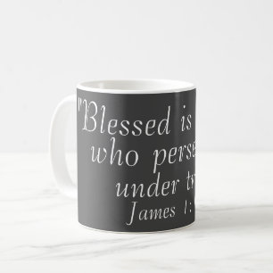 Mug James 1:12 Citation biblique Imprimer Café gris