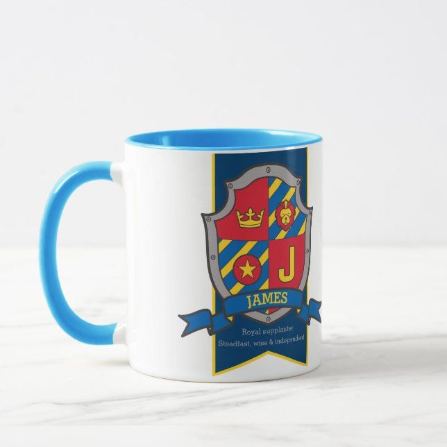 Mug James chevalier bouclier rouge nom bleu signifiant (Gauche)