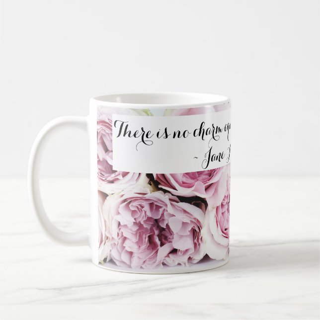 Mug Jane Austen Emma Book Quota Pink Rose Floral (Gauche)
