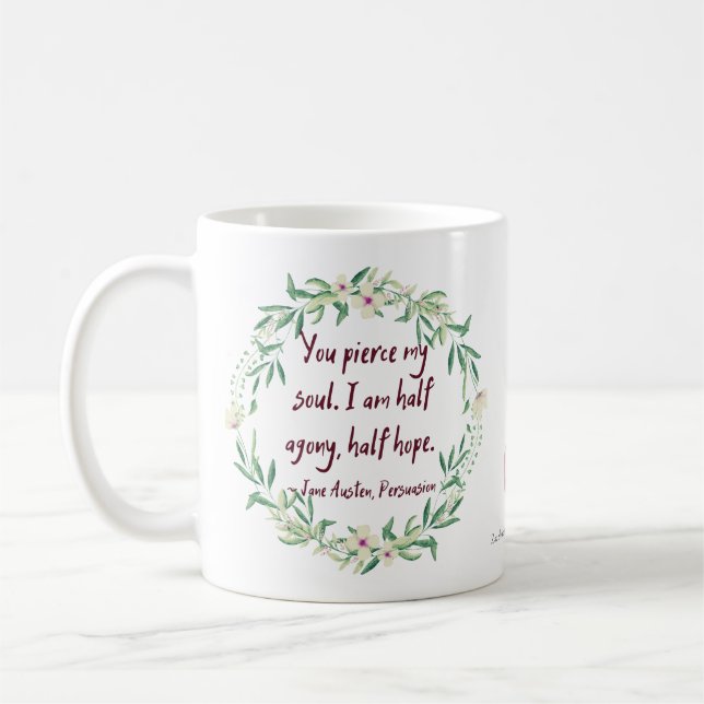 Mug Jane Austen Persuasion Citation Cute Floral Littér (Gauche)