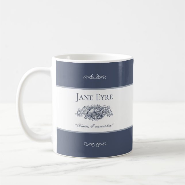 Mug Jane Eyre - Lecteur Je L'Ai Marié - Doves gris fon (Gauche)