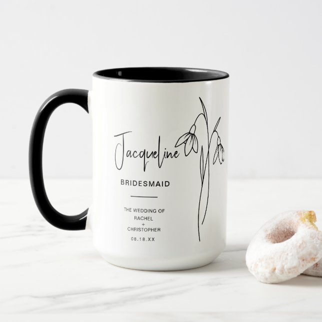 Mug janvier Bridesmaid | Fleur de naissance à la neige (Avec donut)
