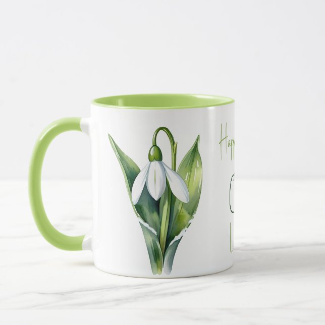 Mug Janvier cadeaux de fleur Fleur de neige blanche (Gauche)