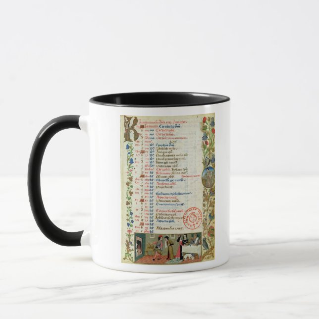 Mug Janvier ; chiffres mangeant et buvant (Gauche)