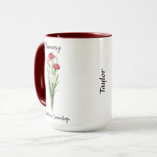 Mug Janvier Fleur de naissance Carnation & neige drop