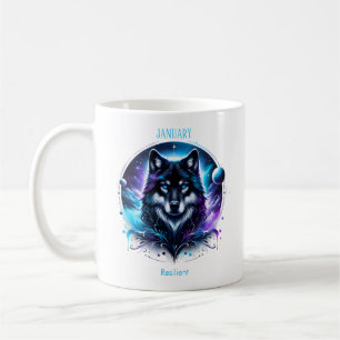 Mug Janvier Mois de la naissance Esprit Loup animal