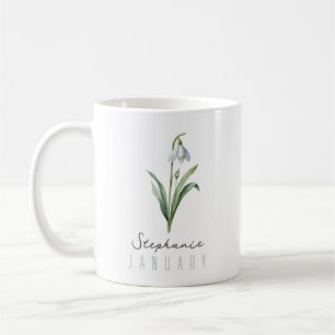 Mug Janvier Mois de naissance Fleur avec nom - Snowdro