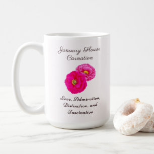 Mug Janvier Mois de naissance Fleur Carnation Élégante