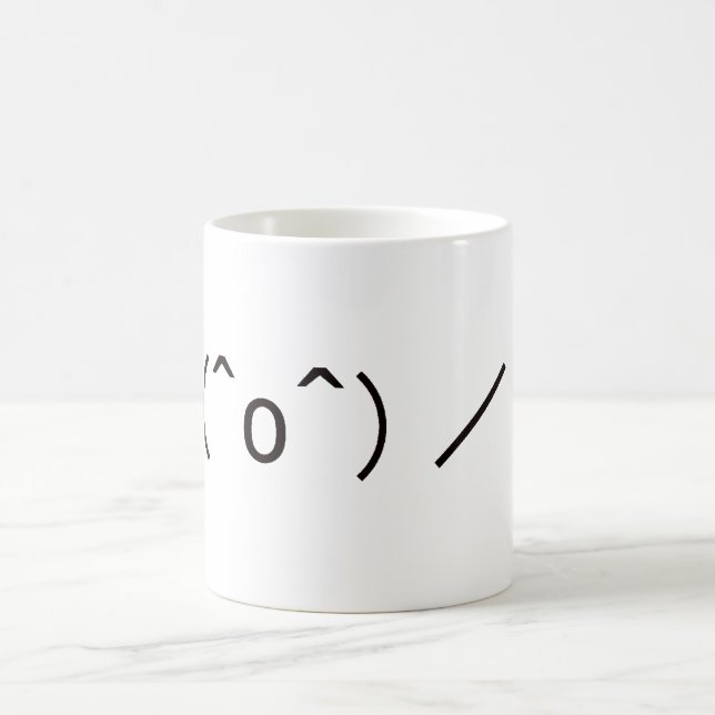 Mug Japanese ASCII Art「＼(^o^)／オワタ」 (Centre)
