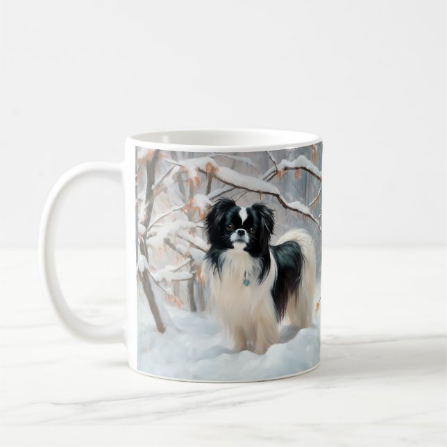 Mug Japanese Chin Qu'il neige Noël (Gauche)