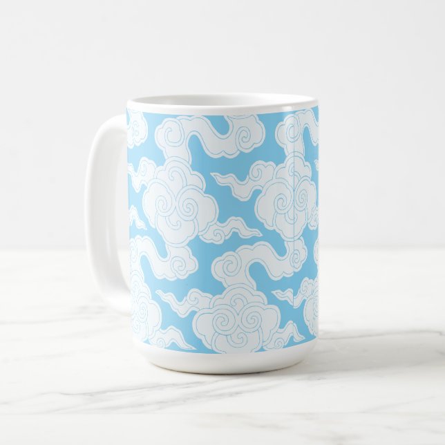 Mug Japanese Clouds Stencil Ise Katagami Pattern (Devant gauche)