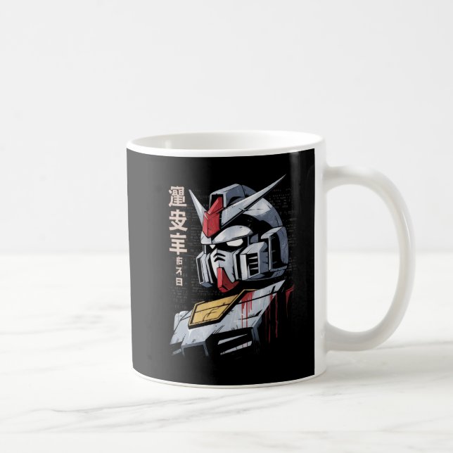 Mug Japanese Mecha Robot Head Blueprint Sketch Art (Droite)