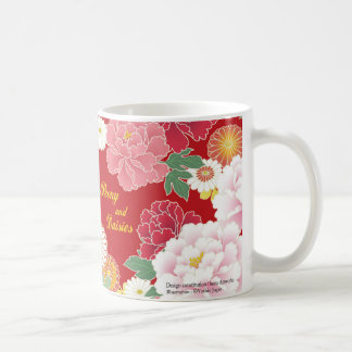Mug Japanese traditional pattern"Peony and daisies"