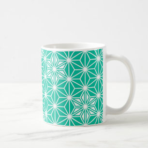 Mug Japonais Asanoha motif - bleu paon