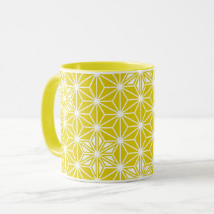 Mug Japonais Asanoha motif - moutarde or et blanc