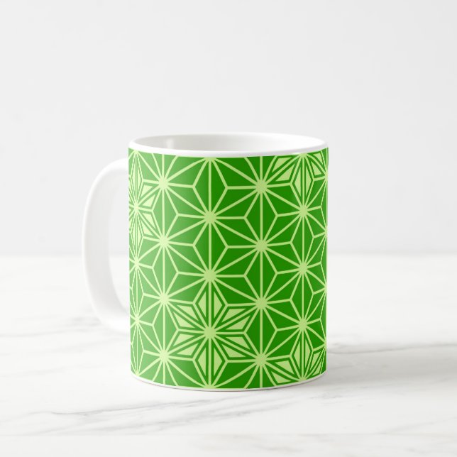 Mug Japonais Asanoha motif - vert citron (Devant gauche)