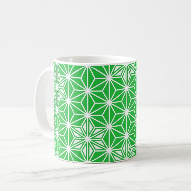 Mug Japonais Asanoha motif - vert jade (Devant gauche)