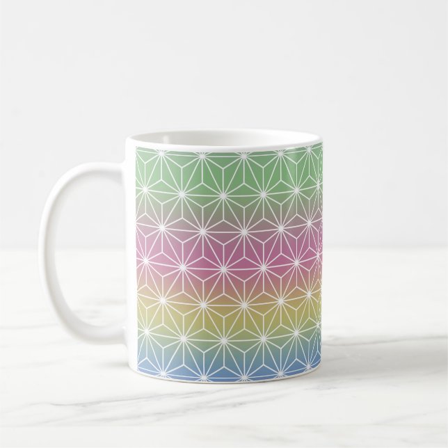 Mug Japonais Asanoha traditionnel Print Pastel Arc-en- (Gauche)