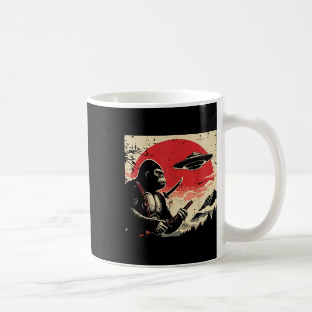 Mug Japonais Bigfoot Samurai Ufo Sasquatch Vintage (Droite)