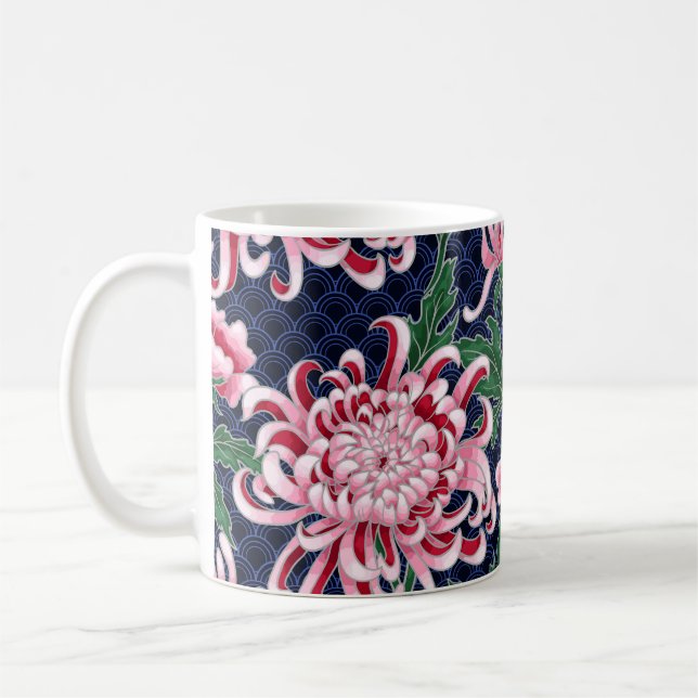 Mug Japonais Chrysanthemum Peonies Motif Vintage (Gauche)