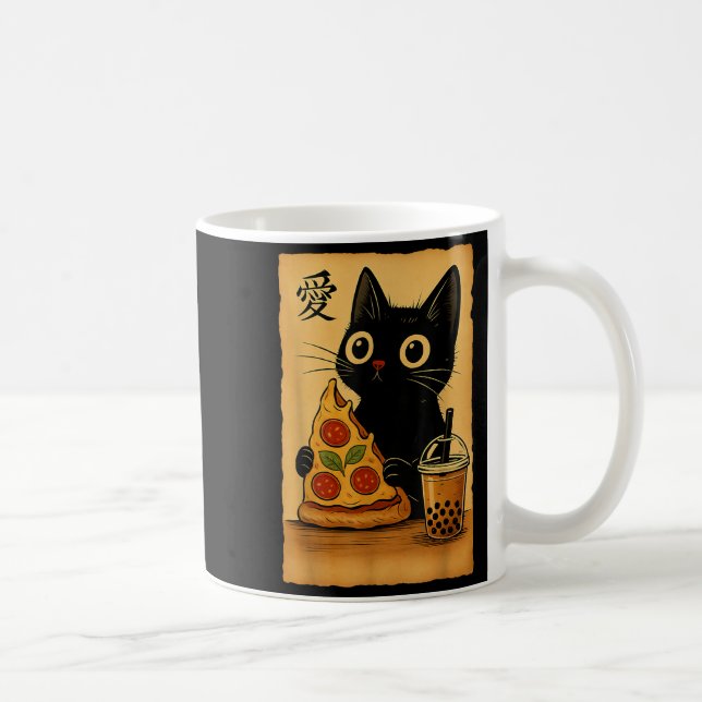 Mug Japonais Kawaii Anime Chat Pizza A Tea Cat Manger  (Droite)