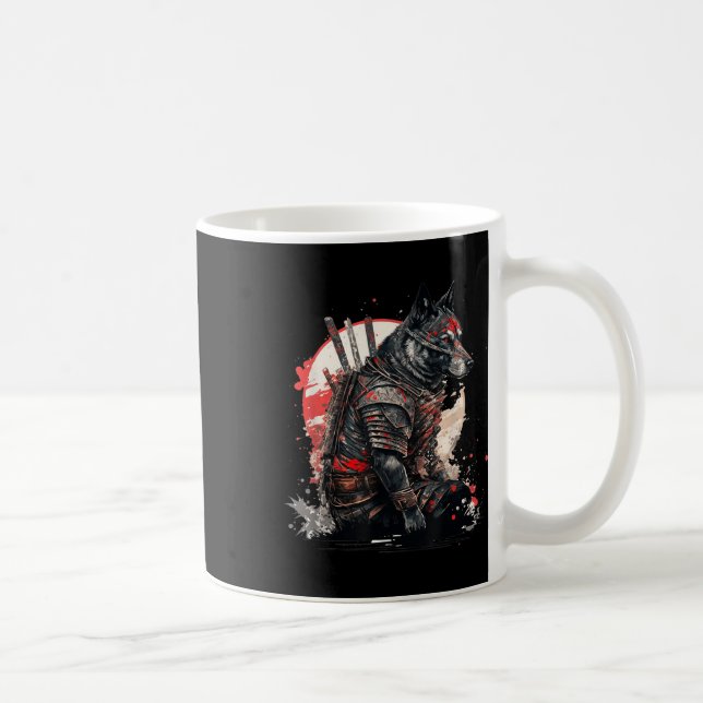 Mug Japonais Samurai Ninja Chien Kawaii Tattoo Graphiq (Droite)