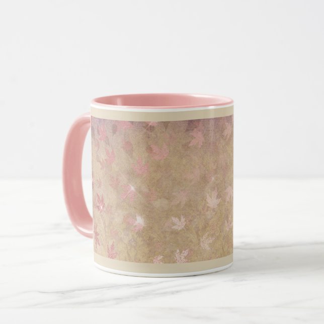 Mug Japonaise feuille d'érable chute élégant damas or  (Devant gauche)