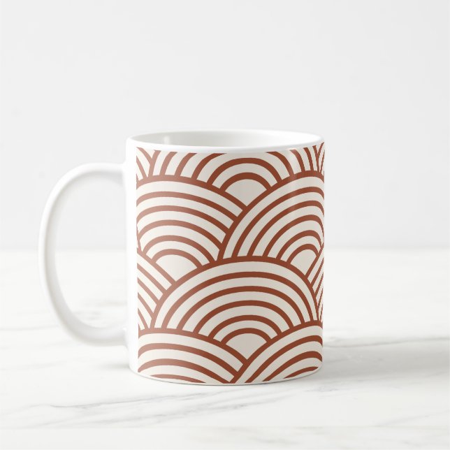 Mug Japonaise Seigaiha Vave Rust Terracotta (Gauche)