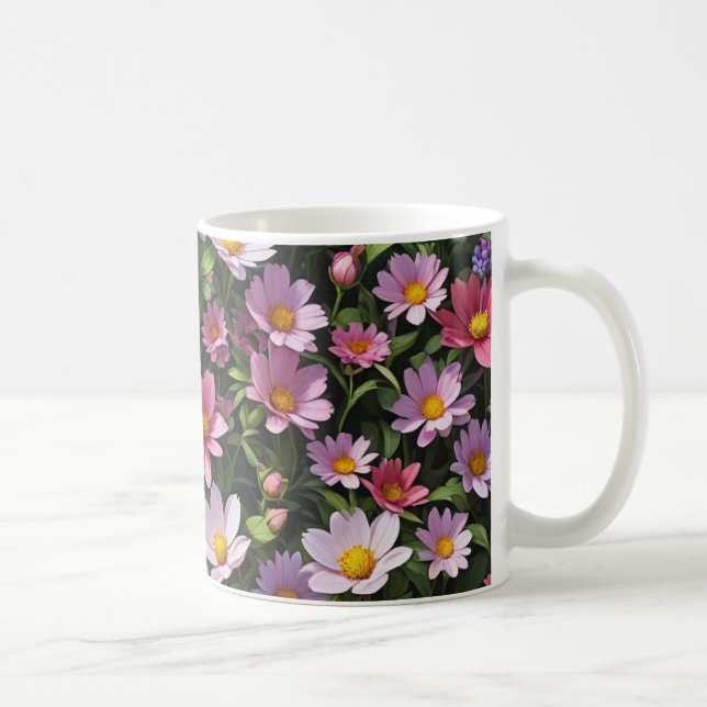 Mug Jardin à fleurs rose et blanc (Droite)
