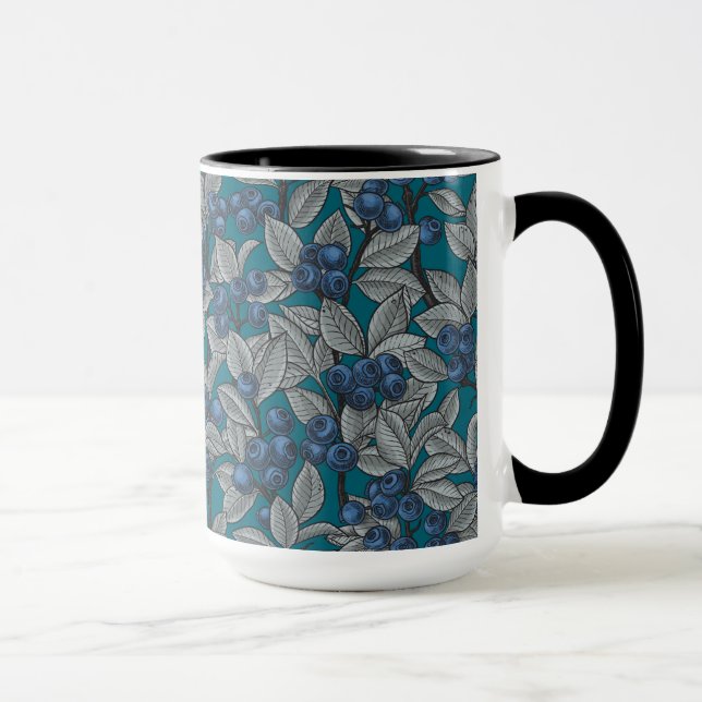 Mug Jardin aux bleuets, bleu et gris (Droite)