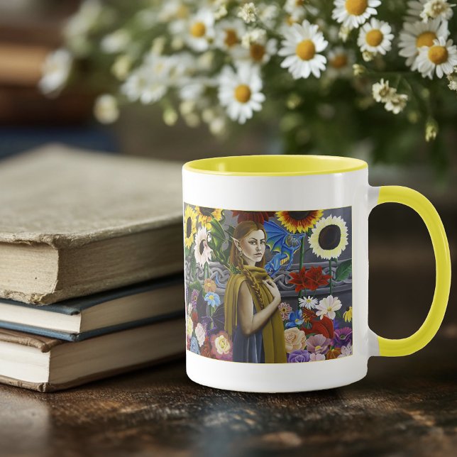 Mug Jardin aux fleurs de Dragon Elf (Créateur téléchargé)