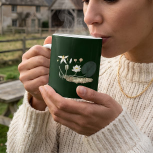 Mug Jardin botanique de nénuphar vert foncé vintage